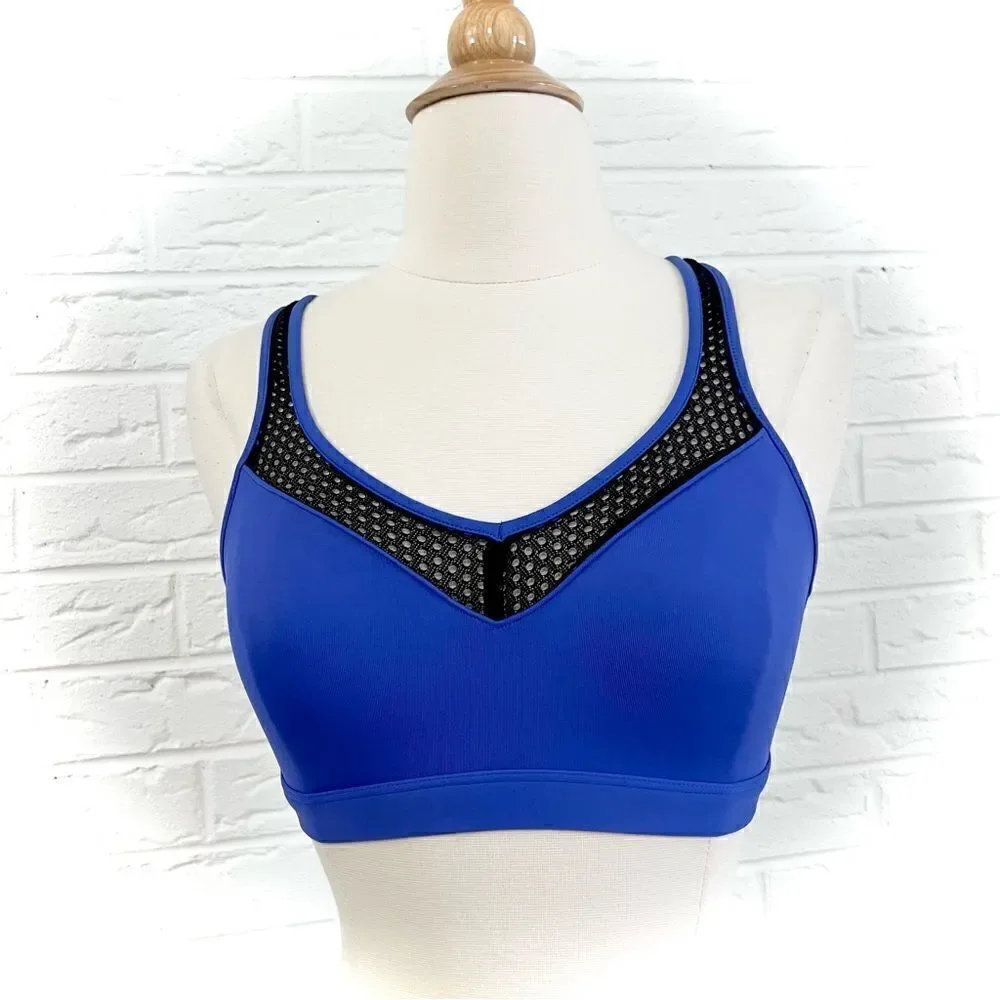 Wacoal Medium Impact Mesh Panel Dazzling Blue Sports Bra 852214 Size 36A/B